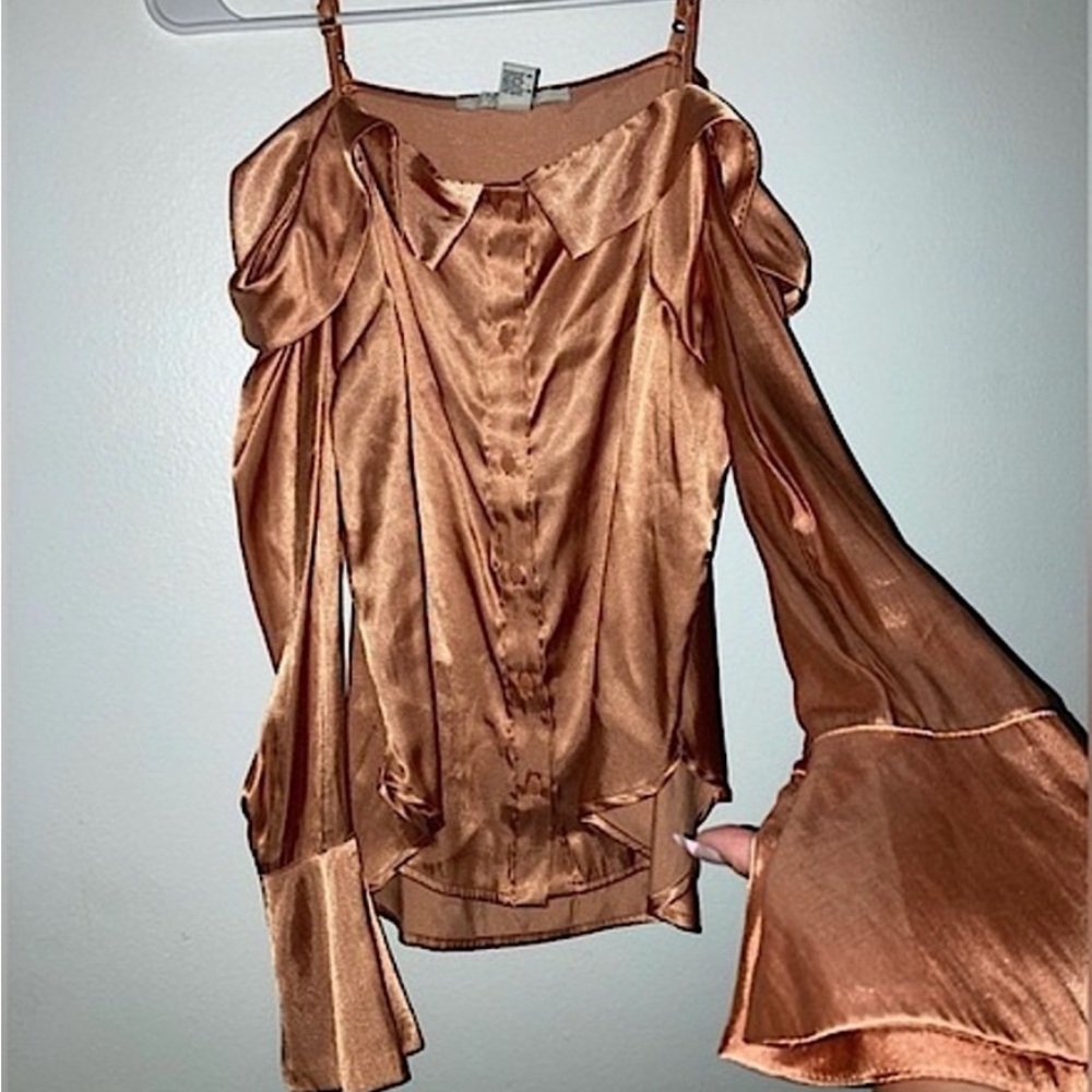 FOREVER 21 Copper Satin Blouse, Like New, Small